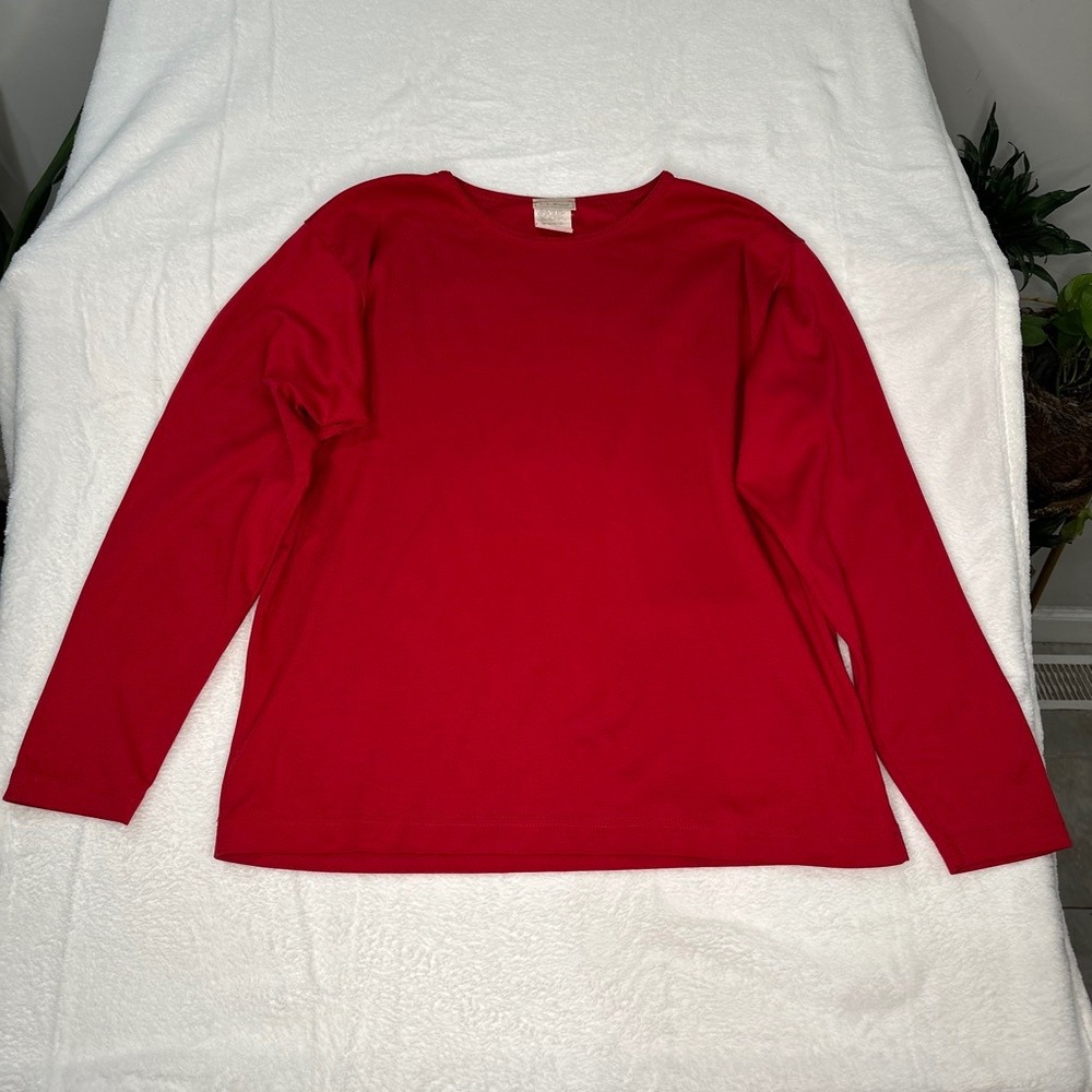 Vintage Gorpcore Grunge  LL Bean Red Long Sleeve  Cotton Tee Shirt USA Large